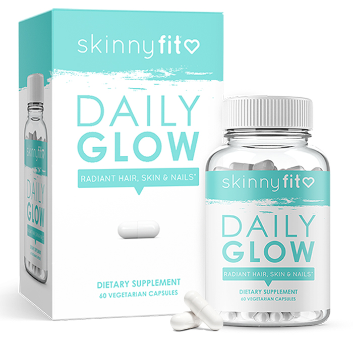 SkinnyFit Daily Glow and skin supplement packaging